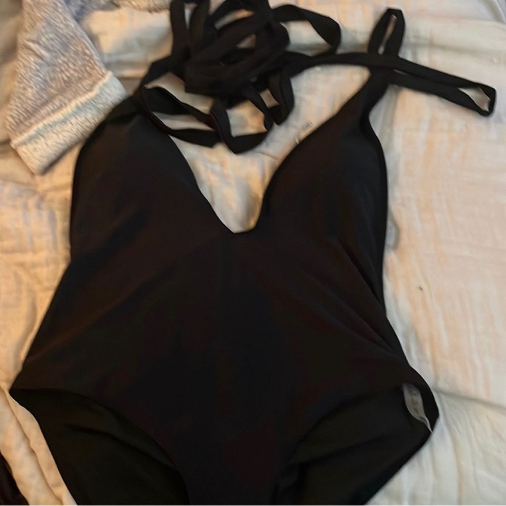 Black tie swimsuit